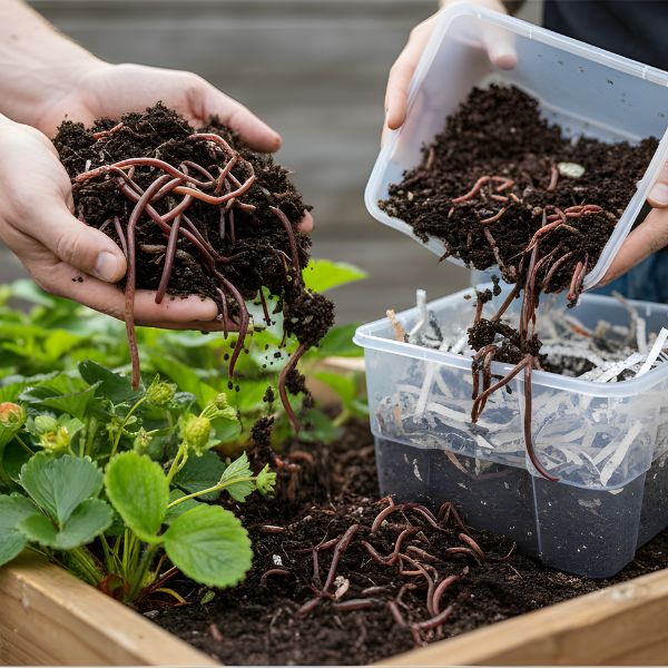 Material vivo + Lombrices de compostaje Red Wiggler Eisenia andrei