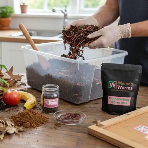 Composting Worm Mix -Red Wigglers and European Nightcrawlers