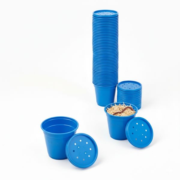 Vasos para cebo con tapas ventiladas Fabri-Kal Azul